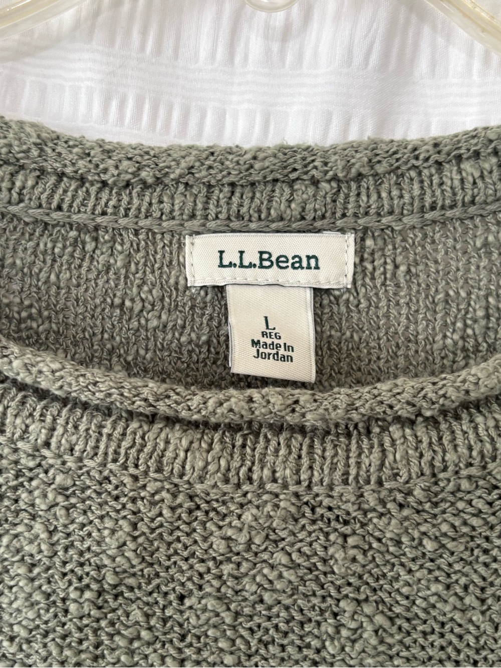 LL Bean Cotton Slub Sweater Rollover Collar Crewneck Sweater Sz Large - Picture 8 of 9